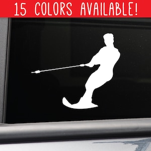 Waterskiing Vinyl Decal | Waterskier Gift | Waterski Decal for Cars, Laptops, Tumblers