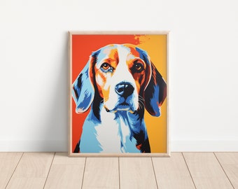 Beagle 8x10 Pop Art Style Matte Art Print (Frame Not Included)