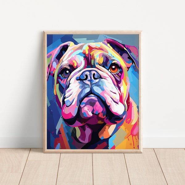 English Bulldog Pop Art Style 8x10 Matte Art Print (Frame Not Included)