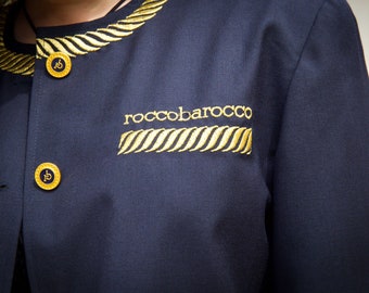 Rocco Barocco wool blazer & gold embroidery