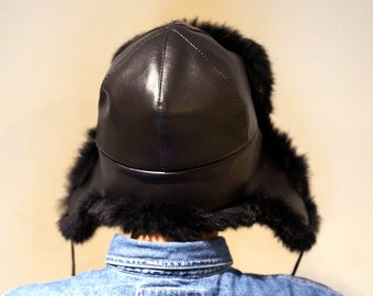 Aviator hat in leather and fur - Unisex