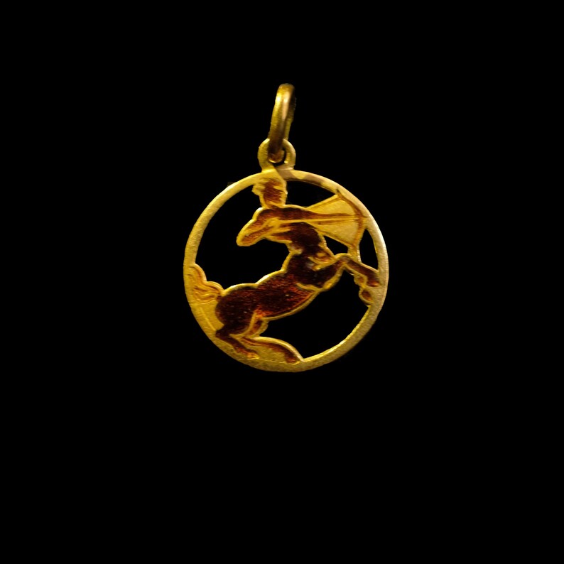 18k gold Sagittarius enamel charm 18k gold Sagittarius enamel charm