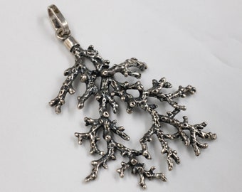 Large 925 silver coral branch pendant