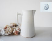 Antique French Water Jug Pitcher White Ironstone Stamped Digoin Sarreguemines