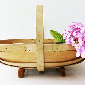 Vintage Wooden Garden Trug Handmade Gathering Basket Rustic Farmhouse Wood image 10