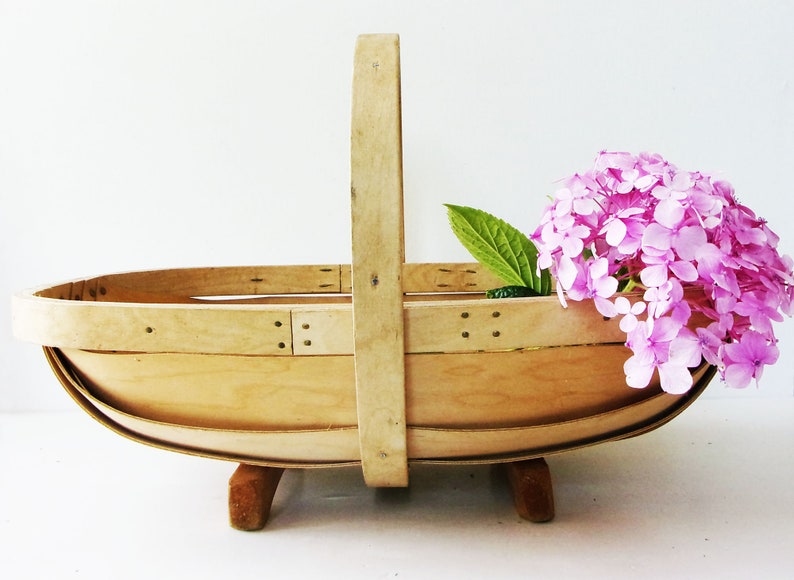 Vintage Wooden Garden Trug Handmade Gathering Basket Rustic Farmhouse Wood image 10