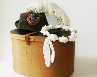 Boîte de rangement à chapeaux en bois antique XXL, France, érable, bois courbé