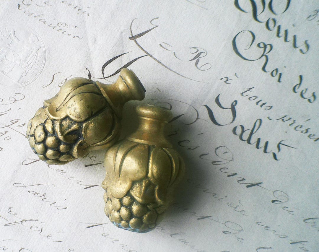 Antique Bronze Raspberry Finials: French Napoleon III Curtain Pulls ...