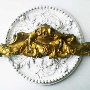 Large French Bronze Pediment Antique Ornament Laurel Garlands and Leaves Chateau Fronton Architectural Salvage