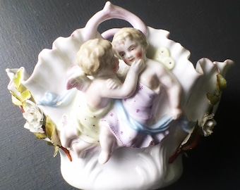 Large Antique French Jardinière Cherub Angels Vase