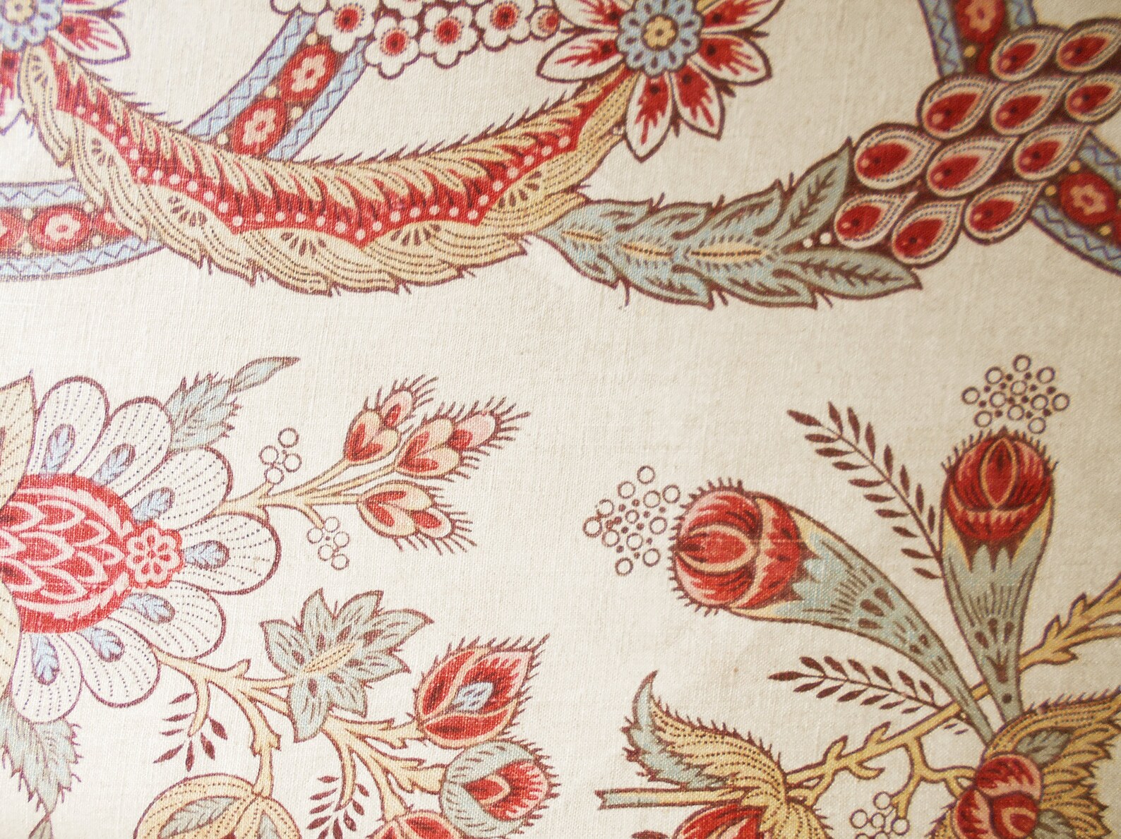 Antique French Fabric Regency Block Printed Linen Etsy