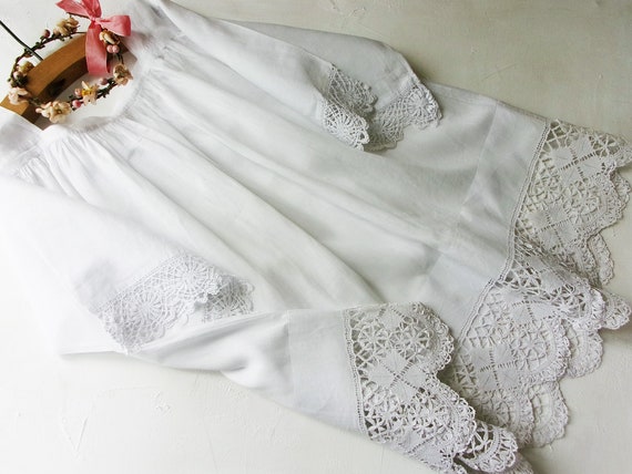 Antique French Church Garment White Handmade Lace Smock Blouse - Etsy