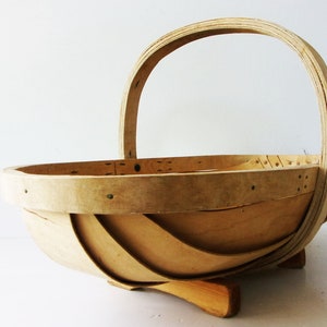 Vintage Wooden Garden Trug Handmade Gathering Basket Rustic Farmhouse Wood image 4