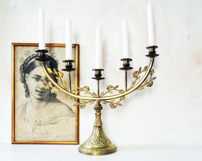 Antique French Church Candelabra Altar Bronze Candlestick 5 Candles Etsy