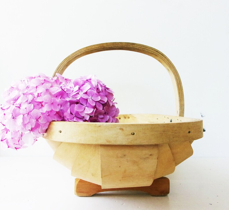 Vintage Wooden Garden Trug Handmade Gathering Basket Rustic Farmhouse Wood image 3