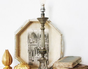 Chandelier d'autel d'église française en métal argenté Sainte-Marie-Jésus-Sacré-cœur électrifié