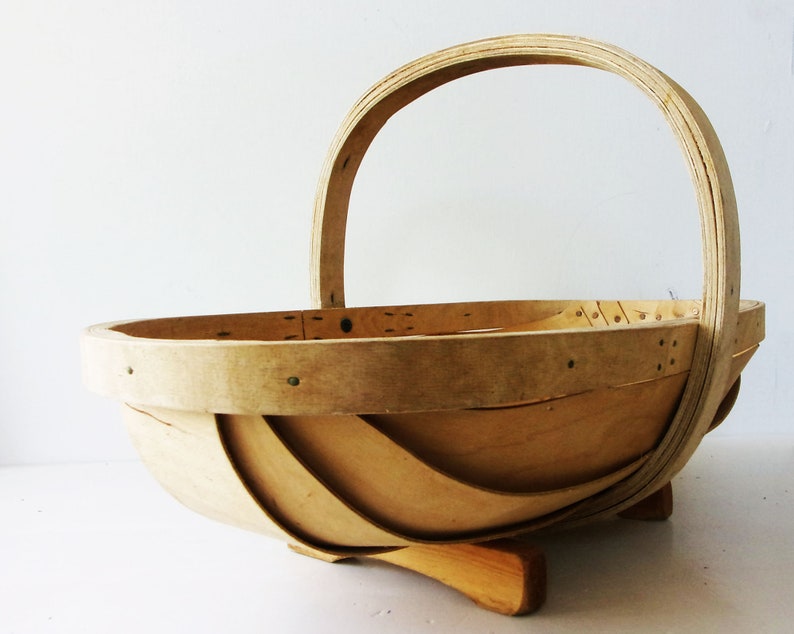 Vintage Wooden Garden Trug Handmade Gathering Basket Rustic Farmhouse Wood image 9