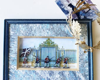 Hand-Painted Tin Soldiers Diorama: Versailles Royal Guard Shadow Box Wall Decor