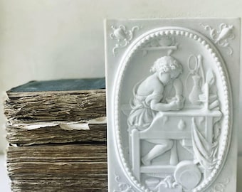 Antique Sèvres Porcelain Plaque by Jean-Denis Larue, 1873/1895, Biscuit Bas Relief Wall Tile Architectural Tile Work