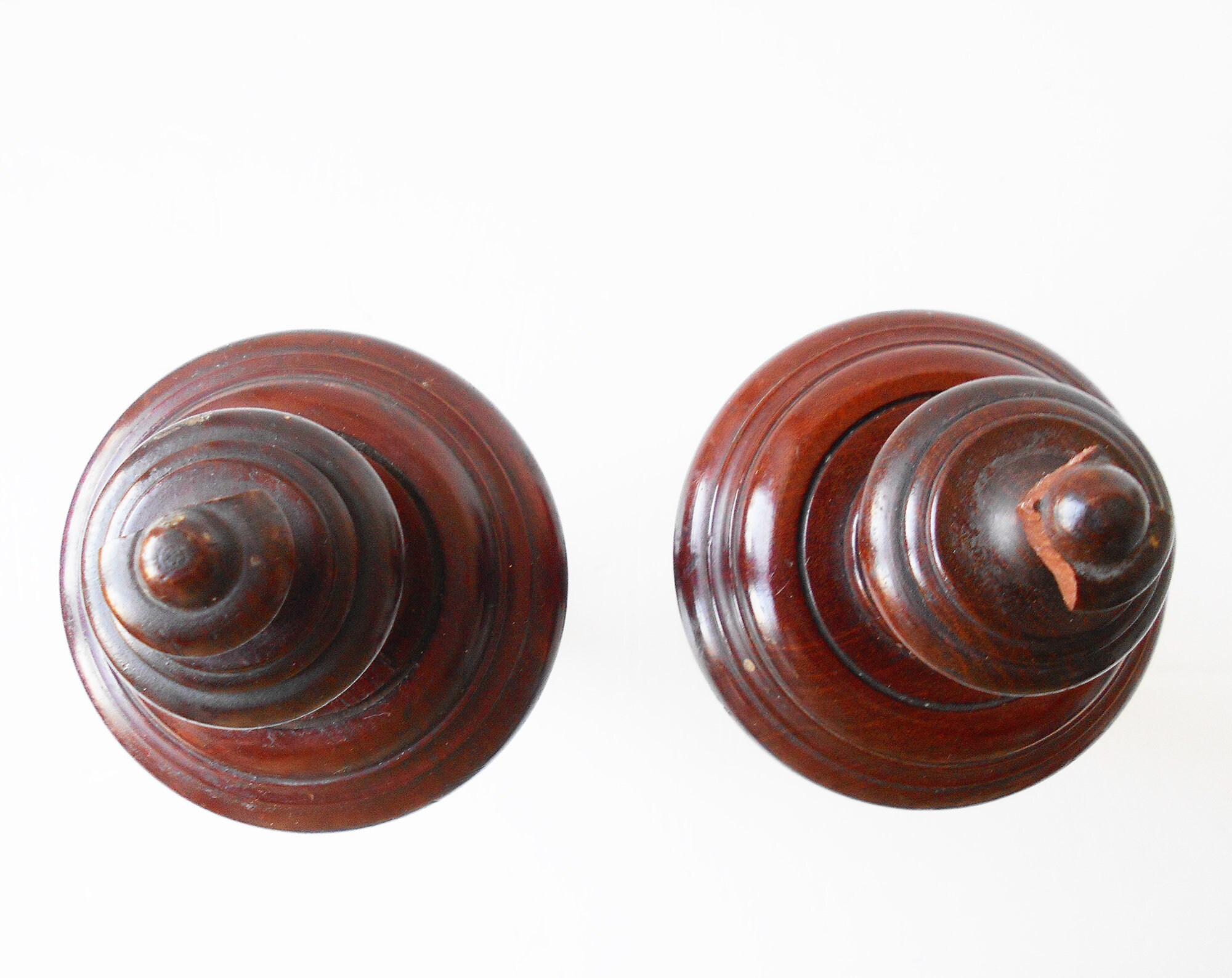 Large Antique Wooden Finials Curtain Holders Pole Ends Etsy