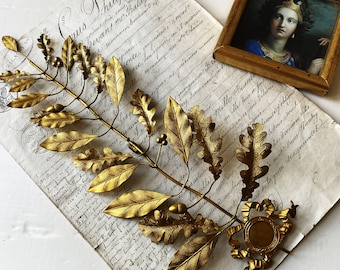 Large Antique French Award Gilt Ornament Competition Academic Decoration Gold Louis XVI style