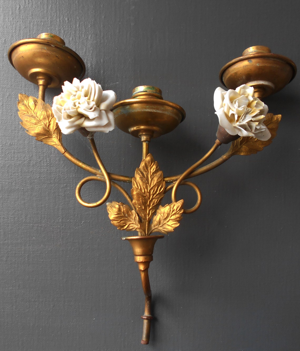 French Bronze Church Candelabra Antique Altar Flower Etsy