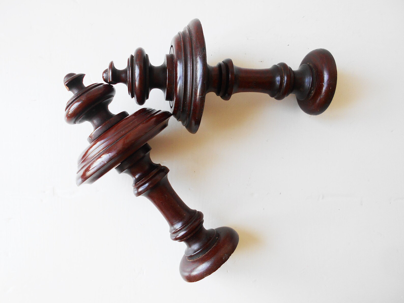 Large Antique Wooden Finials Curtain Holders Pole Ends Etsy