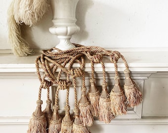 5 pairs of French Silk Curtain Tie Backs Passementeries Pink Tassels