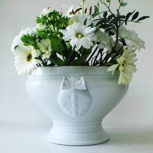 Antique French Bowl  White Ironstone Soup Tureen Bas de Soupière