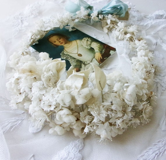 1800s Antique French Wreath Communion Crown Souve… - image 1