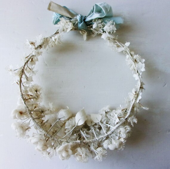 1800s Antique French Wreath Communion Crown Souve… - image 5