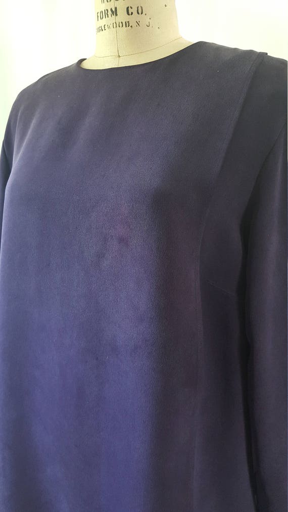 80's Aubergine Silk Layered Oversized Dress - image 2