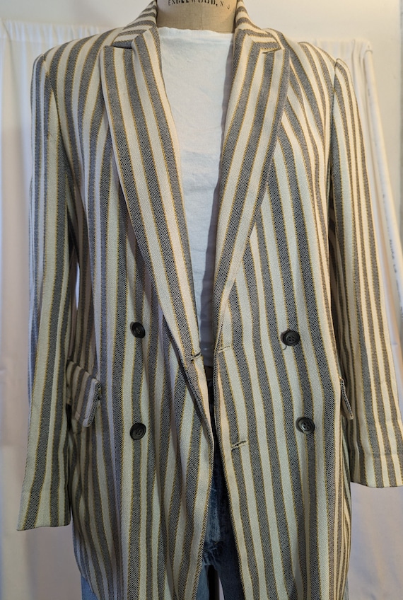 90s Double Breasted Pinstripe Straight fit blazer… - image 1