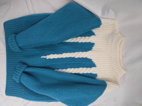 Vintage 80s cropped wool Icelandic chunky sweater… - image 5