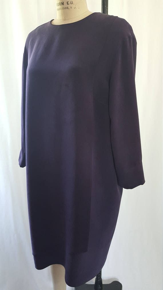 80's Aubergine Silk Layered Oversized Dress - image 3