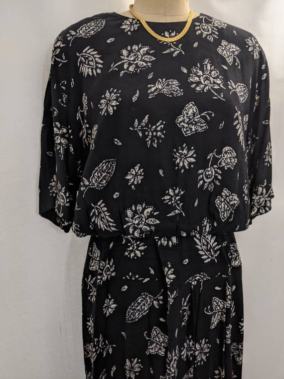 Vintage slouchy midi printed day dress medium - image 4