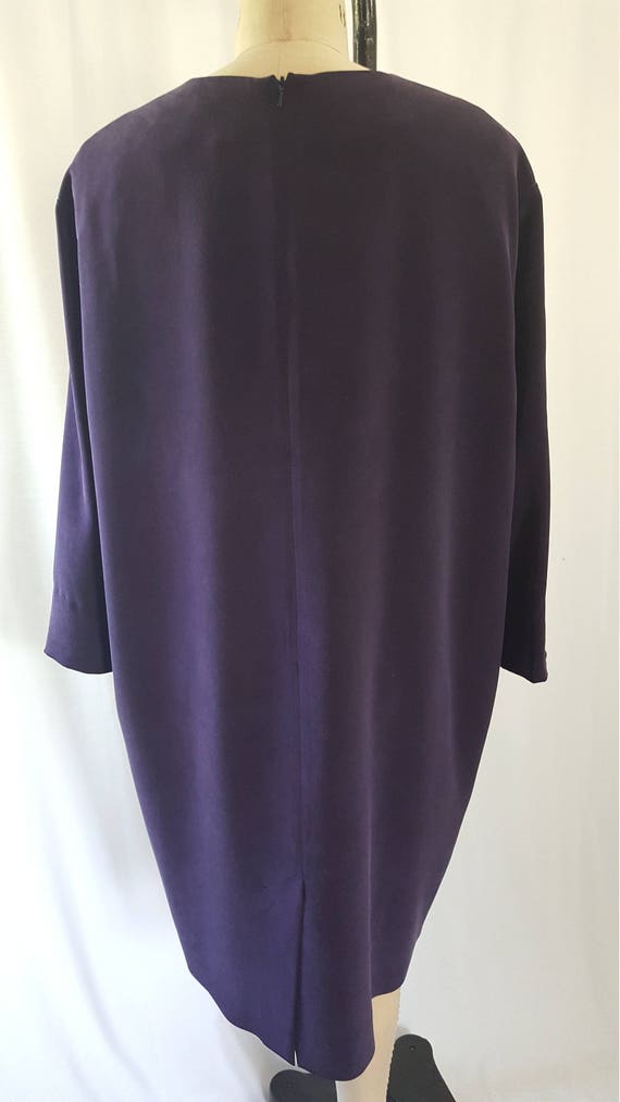 80's Aubergine Silk Layered Oversized Dress - image 4