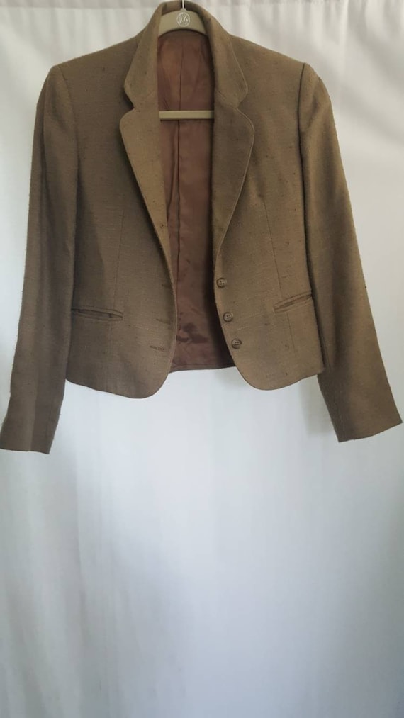 90s cropped flax cotton blend blazer jacket - image 4