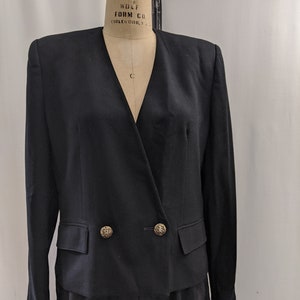 80s Vintage Evan Picone minimal Worsted Wool cropped jacket top medium