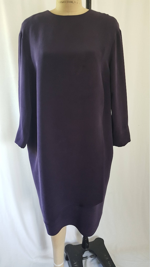 80's Aubergine Silk Layered Oversized Dress - image 1