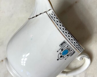 Star Paragon Art Deco Turquoise and White Creamer Jug