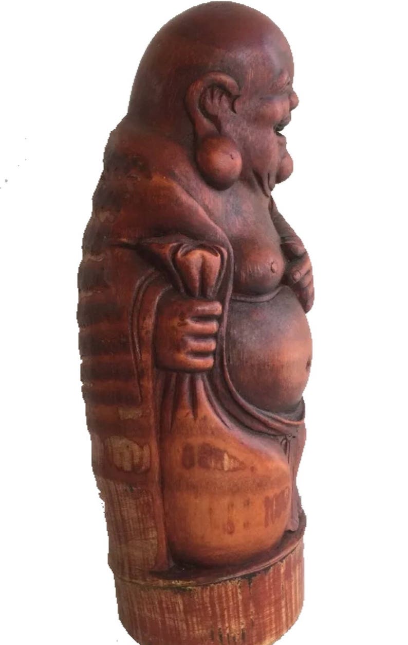 Laughing Buddha With A Sack Hand Carved From Natural Bamboo. Etsy