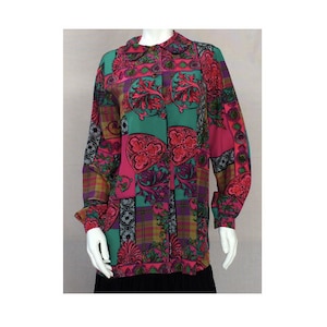 tailored blouse Made in Italy size L original vintage 80s seta