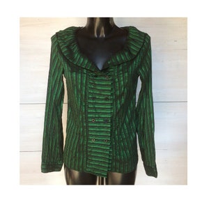 TEEDA tailored blouse size S original vintage 1980s in cotton