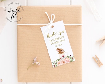 Some Bunny Birthday Party Favor Tag Template, Editable Gift Tag, Little Bunny Tea, Printable Hang Tag, Instant Digital Download, L4