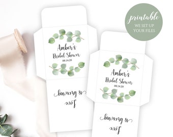 Custom Tea Bag Envelopes,Printable Love is Brewing Eucalyptus Greenery Tea Cover Holders, For Bridal, Baby Shower or Wedding