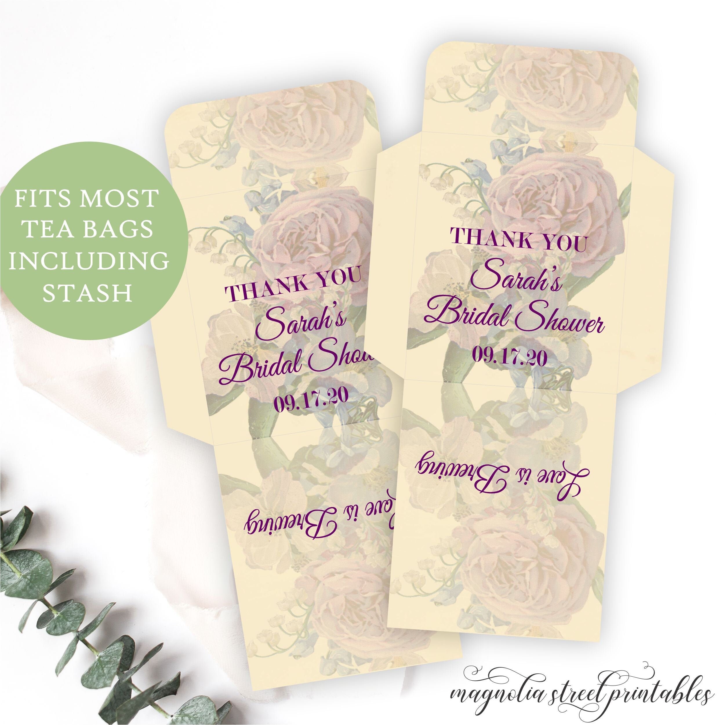Personalized Tea Bag Envelopes Printable Shabby Chic Purple / Etsy