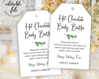 Homemade Whipped Body Butter Gift Tag Template, Editable Body Scrub, Bath Salts Tag For Christmas and Holiday Gifts, Digital Download