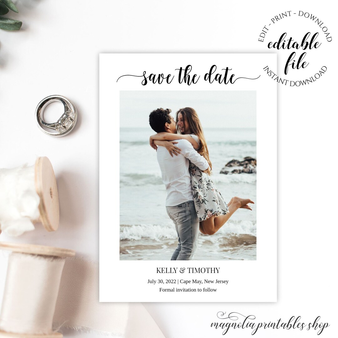 Minimalist Save the Date Template With Photo Modern Minimal - Etsy