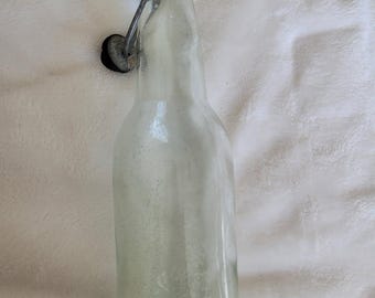 Vintage Clear Glass Bottle Hutter Lightning "#2" Metal and rubber Stopper